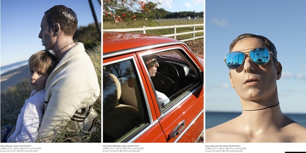 click to enlarge- double click to reduce Michael Zavros, from left to right : DAD LIKES LEO, 2020, LIGHTJET PRINT
LARGE: 172.7 X 122 CM, ED. OF 3 + 2 AP; DAD LIKES MERCEDES, 2020, LIGHTJET PRINT
LARGE: 172.7 X ; DAD LIKES SUMMER, 2020, LIGHTJET PRINT
LARGE: 172.7 X 122 CM, ED. OF 3 + 2 AP