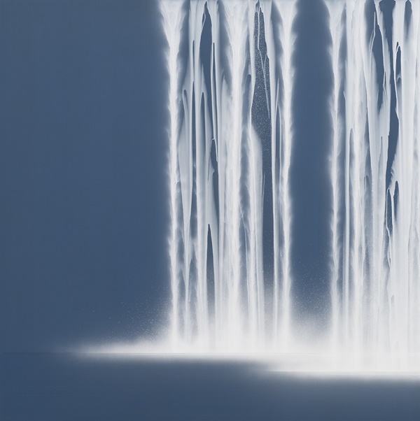 click to enlarge- double click to reduce Hiroshi Senju, Waterfall, 2024, pigments on Japanese mulberry paper mounted on board, 57.3 x 57.3 inches/145.5 x 145.5 cm