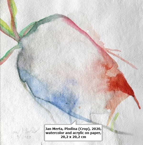 Jan Merta, Plodina (Crop), 2020, watercolor and acrylic on paper, 20,2 x 20,2 cm