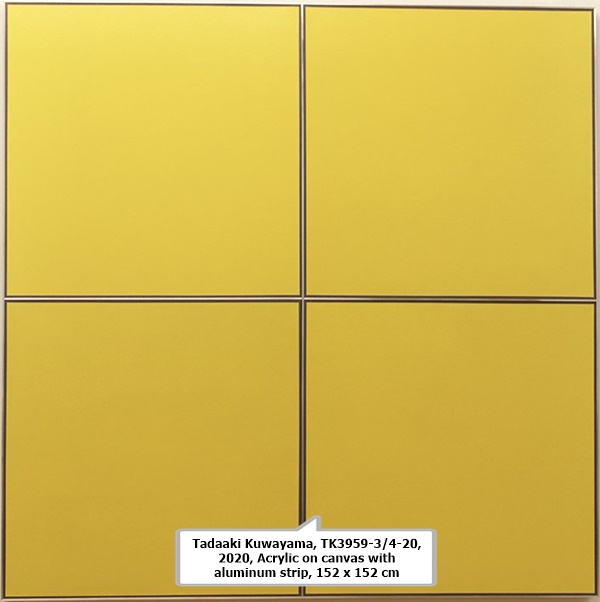 click to enlarge- double click to reduce Tadaaki Kuwayama, TK3959-3/4-20, 2020, Acrylic on canvas with aluminum strip, 152 x 152 cm