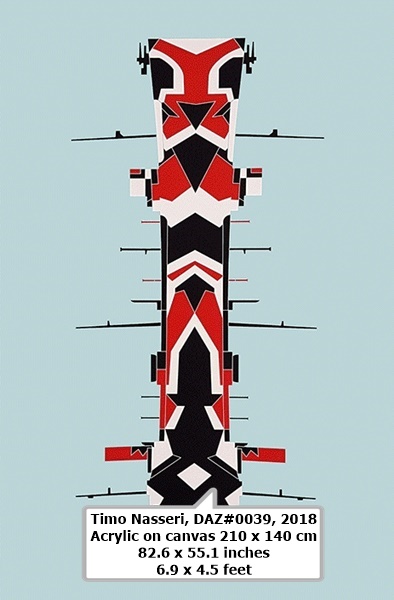 click to enlarge- double click to reduce Timo Nasseri, DAZ#0039, 2018
Acrylic on canvas 210 x 140 cm
82.6 x 55.1 inches
6.9 x 4.5 feet