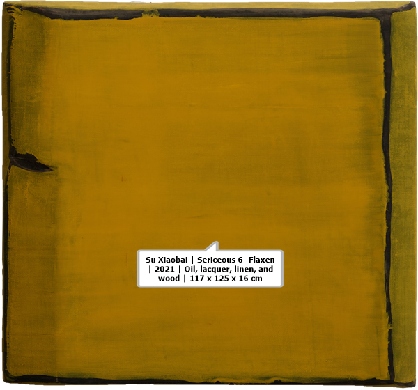 click to enlarge- double click to reduce Su Xiaobai | Sericeous 6 -Flaxen | 2021 | Oil, lacquer, linen, and wood | 117 x 125 x 16 cm