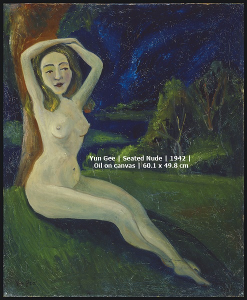 click to enlarge- double click to reduce Yun Gee | 裸女坐像 Seated Nude | 1942 | 油彩.畫布 Oil on canvas | 60.1 x 49.8 cm