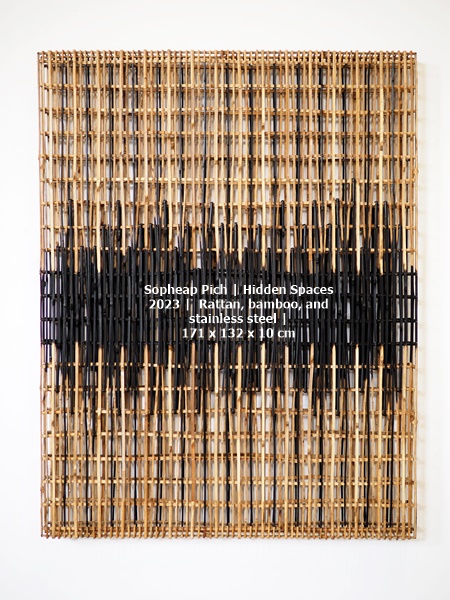 click to enlarge- double click to reduce Sopheap Pich | 隱匿之間 Hidden Spaces | 2023 | 藤.竹.不鏽鋼 Rattan, bamboo, and stainless steel | 171 x 132 x 10 cm