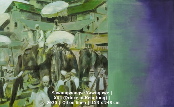 click to enlarge- double click to reduce Sawangwongse Yawnghwe | X04 (Prince of Kengtung) | 2020 | Oil on linen | 153 x 248 cm
