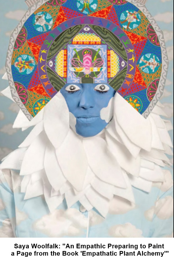 Saya Woolfalk: An Empathic Preparing to Paint
 a Page from the Book 'Empathatic Plant Alchemy' 


