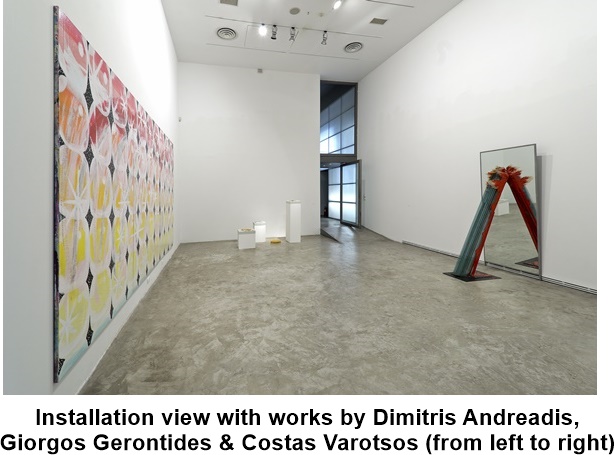 ILEANA TOUNTA CONTEMPORARY ART CENTRE, Athens, Coffins of Black, Coffins of Luck Installation view with works by Dimitris Andreadis, Giorgos Gerontides & Costas Varotsos (from left to right)