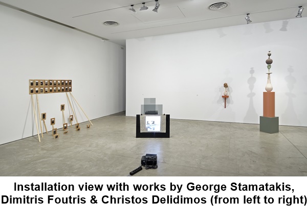 ILEANA TOUNTA CONTEMPORARY ART CENTRE, Athens, Coffins of Black, Coffins of Luck Installation view with works by George Stamatakis, Dimitris Foutris & Christos Delidimos (from left to right)