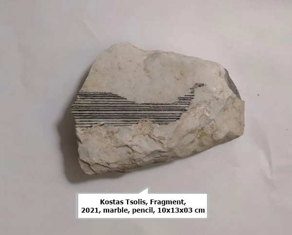 Kostas Tsolis, Fragment, 2021, marble, pencil, 10x13x03 cm