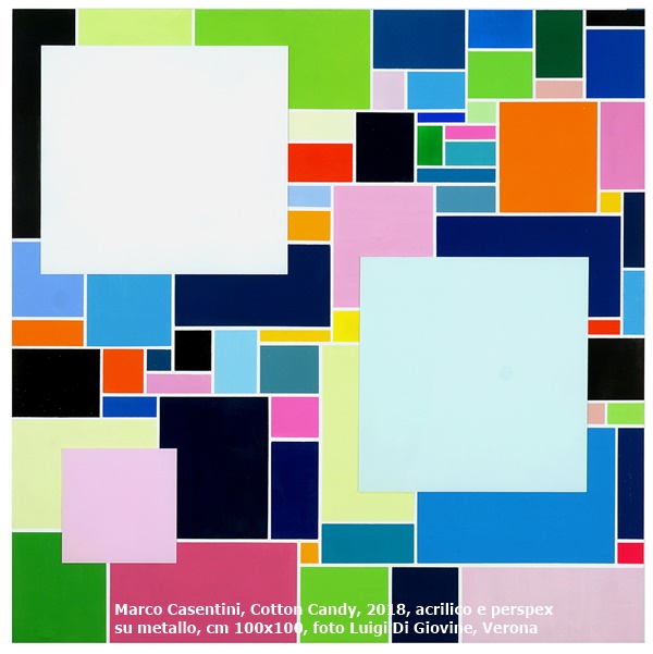 Marco Casentini, Cotton Candy, 2018, acrilico e perspex su metallo, cm 100x100, foto Luigi Di Giovine, Verona
