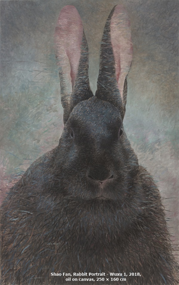 click to enlarge- double click to reduce Shao Fan, Rabbit Portrait - Wuxu 1, 2018,
oil on canvas, 250 × 160 cm