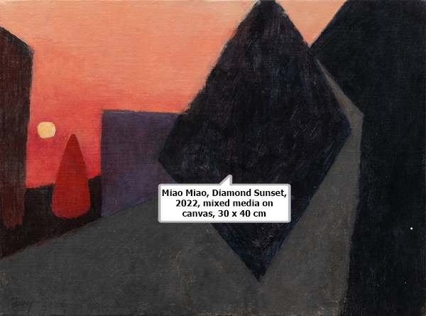 click to enlarge- double click to reduce Miao Miao, Diamond Sunset, 2022, mixed media on canvas, 30 x 40 cm