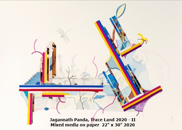 click to enlarge- double click to reduce Jagannath Panda
Trace Land 2020 - II
Mixed media on paper
22