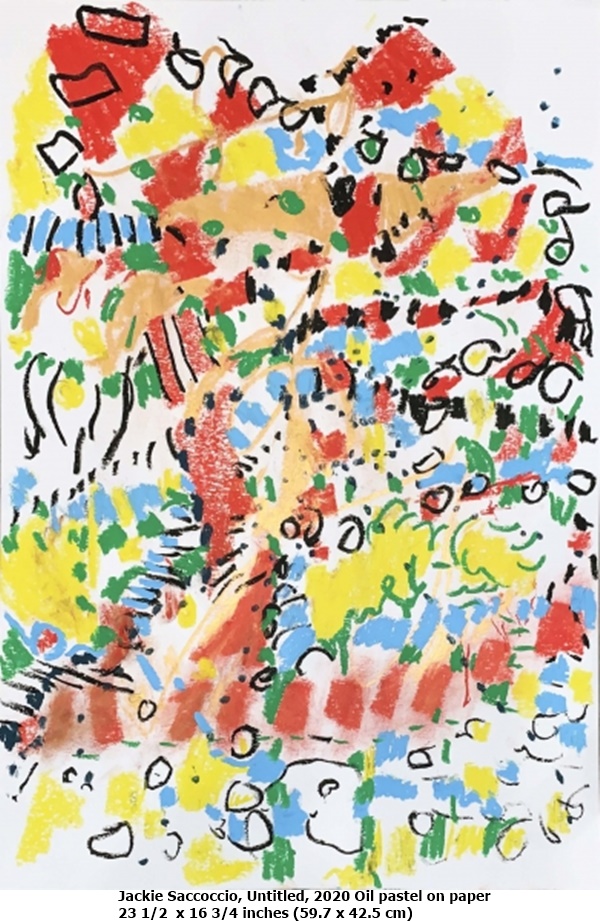 click to enlarge- double click to reduce Jackie Saccoccio, Untitled, 2020
Oil pastel on paper
23 1/2 x 16 3/4 inches (59.7 x 42.5 cm)