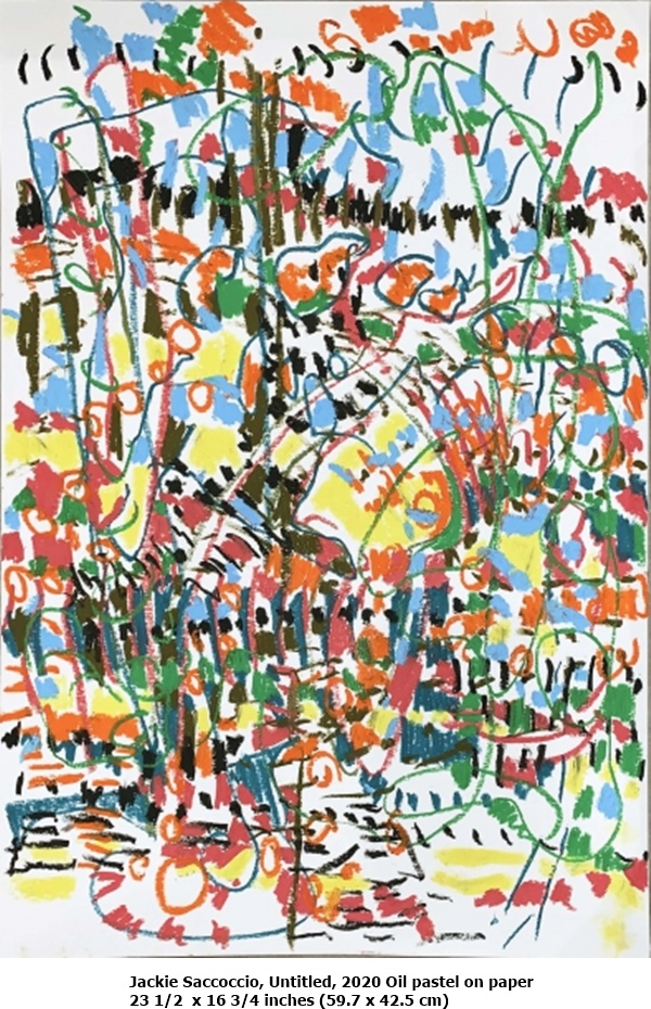 click to enlarge- double click to reduce Jackie Saccoccio, Untitled, 2020
Oil pastel on paper
23 1/2 x 16 3/4 inches (59.7 x 42.5 cm)
