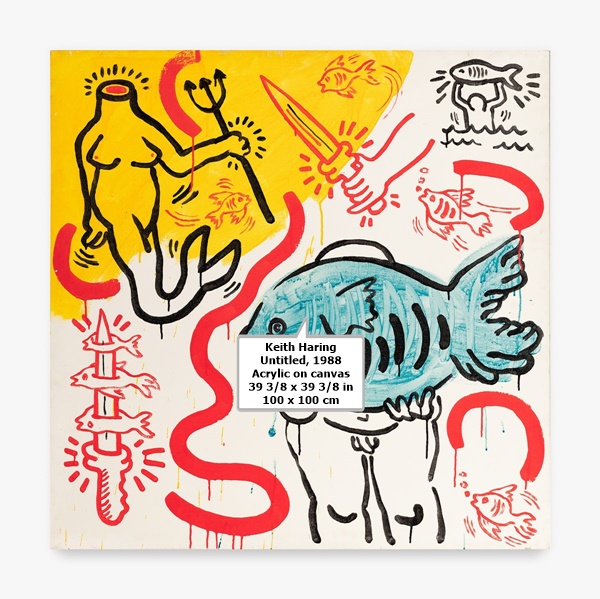 Keith Haring
Untitled, 1988
Acrylic on canvas
39 3/8 x 39 3/8 in
100 x 100 cm