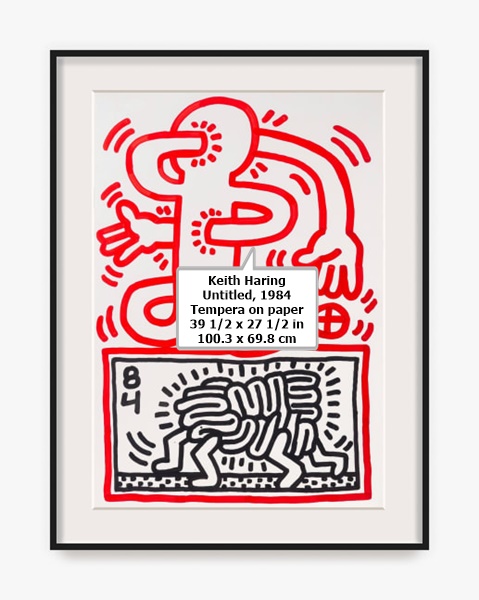 Keith Haring
Untitled, 1984
Tempera on paper
39 1/2 x 27 1/2 in
100.3 x 69.8 cm
