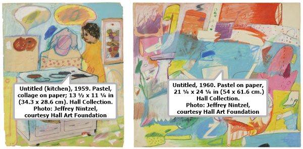 click to enlarge- double click to reduce Peter Saul,Untitled (kitchen), 1959. Pastel, collage on paper; 13 ½ x 11 ¼ in (34.3 x 28.6 cm). Hall Collection. Photo: Jeffrey Nintzel, courtesy Hall Art Foundation
Untitled, 1960. Pastel on paper, 21 ¼ x 24 ¼ in (54 x 61.6 cm.) Hall Collection. Photo: Jeffrey Nintzel, courtesy Hall Art Foundation