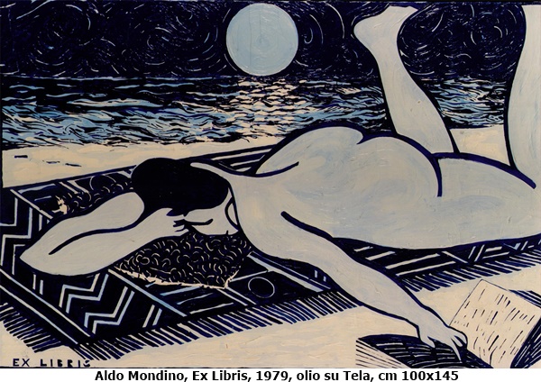 click to enlarge- double click to reduce Aldo Mondino, Ex Libris, 1979, olio su Tela, cm 100x145