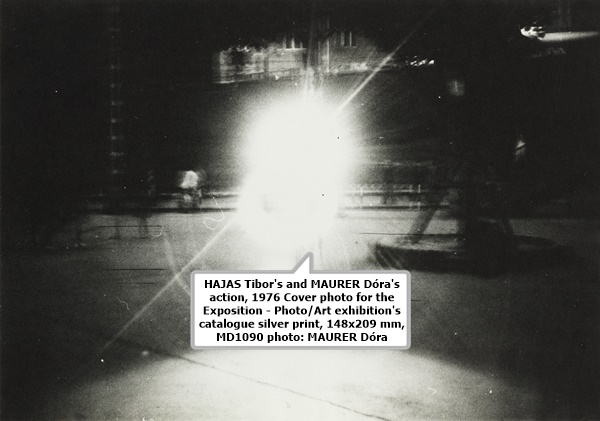 HAJAS Tibor's and MAURER Dóra's action, 1976
Cover photo for the Exposition - Photo/Art exhibition's catalogue
silver print, 148x209 mm, MD1090
photo: MAURER Dóra
