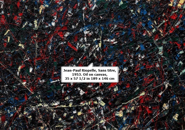 click to enlarge- double click to reduce Jean-Paul Riopelle, Sans titre, 1953. Oil on canvas, 35 x 57 1/2 in 189 x 146 cm