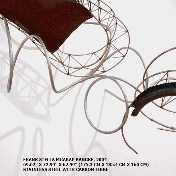 FRANK STELLA
MGARAP BANGKE, 2004
69.02'' X 72.99'' X 62.99'' (175.3 CM X 185.4 CM X 160 CM)
STAINLESS STEEL WITH CARBON FIBRE