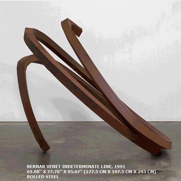 BERNAR VENET
INDETERMINATE LINE, 1991
69.88'' X 77.76'' X 95.67'' (177.5 CM X 197.5 CM X 243 CM)
ROLLED STEEL