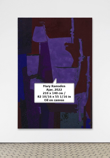 Mary Ramsden
Ajar, 2022
210 x 140 cm / 82 10/16 x 55 1/16 in
Oil on canvas