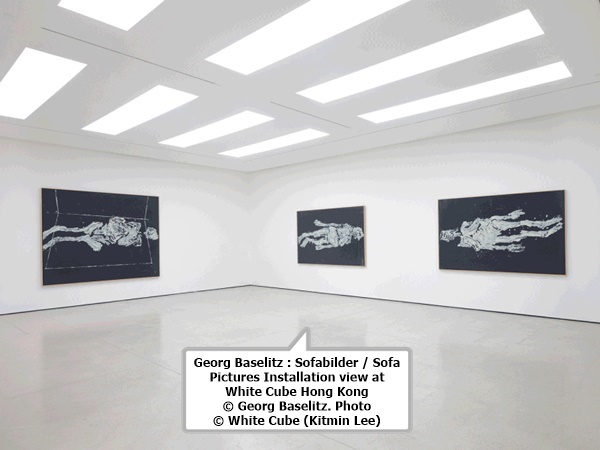 click to enlarge- double click to reduce Georg Baselitz : Sofabilder / Sofa Pictures Installation view at White Cube Hong Kong © Georg Baselitz. Photo © White Cube (Kitmin Lee)