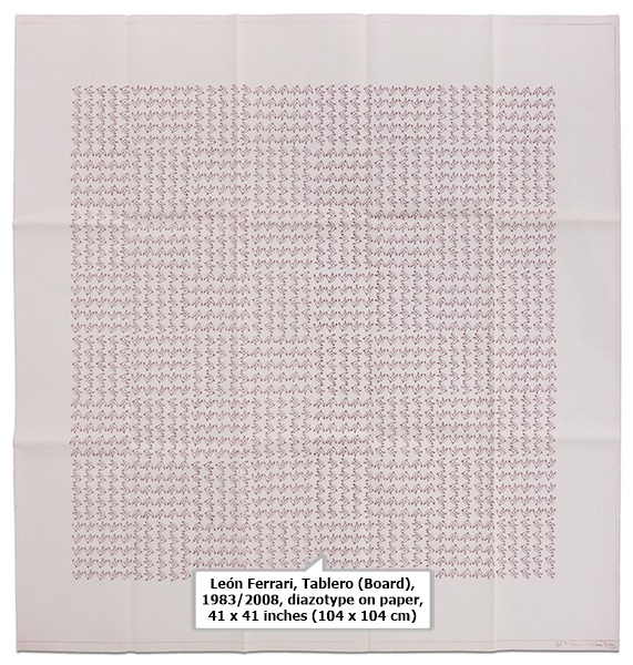 click to enlarge- double click to reduce León Ferrari, Tablero (Board), 1983/2008, diazotype on paper, 41 x 41 inches (104 x 104 cm)