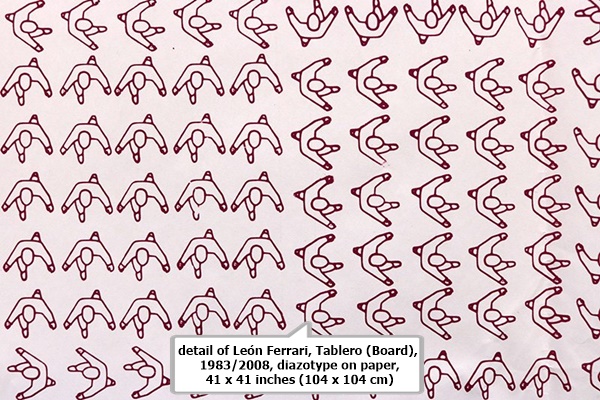 click to enlarge- double click to reduce detail of
León Ferrari, Tablero (Board), 1983/2008, diazotype on paper, 41 x 41 inches (104 x 104 cm)