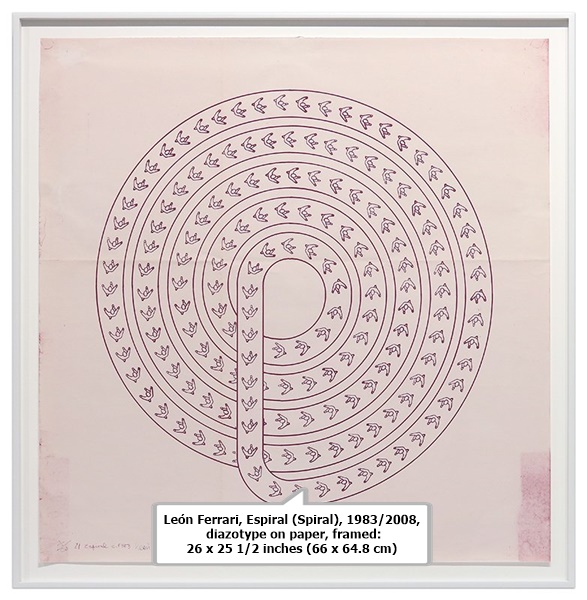 click to enlarge- double click to reduce León Ferrari, Espiral (Spiral), 1983/2008, diazotype on paper, framed: 26 x 25 1/2 inches (66 x 64.8 cm)