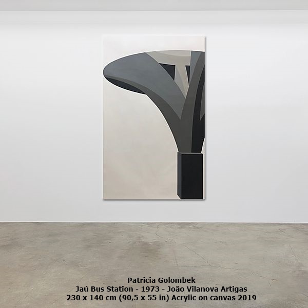 click to enlarge- double click to reduce Patricia Golombek
Jaú Bus Station - 1973 - João Vilanova Artigas
230 x 140 cm (90,5 x 55 in)
Acrylic on canvas
2019