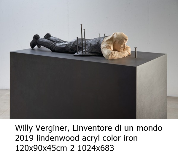Willy Verginer, Linventore di un mondo 2019 lindenwood acryl color iron 120x90x45cm 2 1024x683