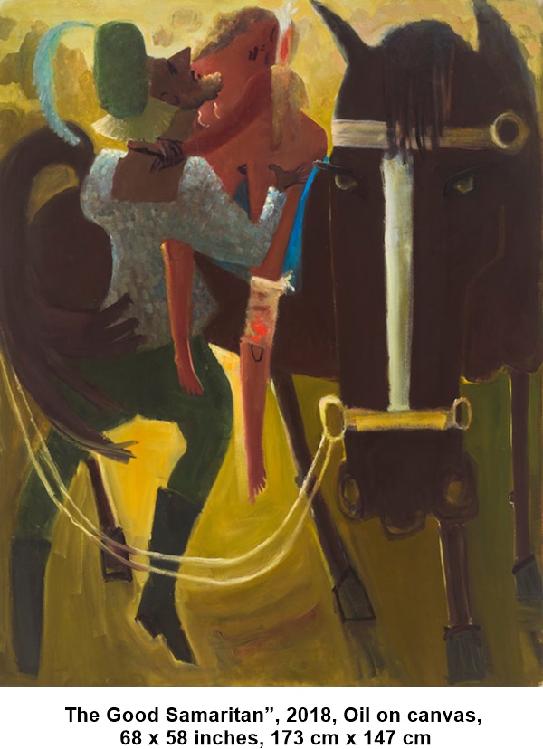 Kyle Staver, The Good Samaritan”, 2018, Oil on canvas, 68 x 58 inches, 173 cm x 147 cm