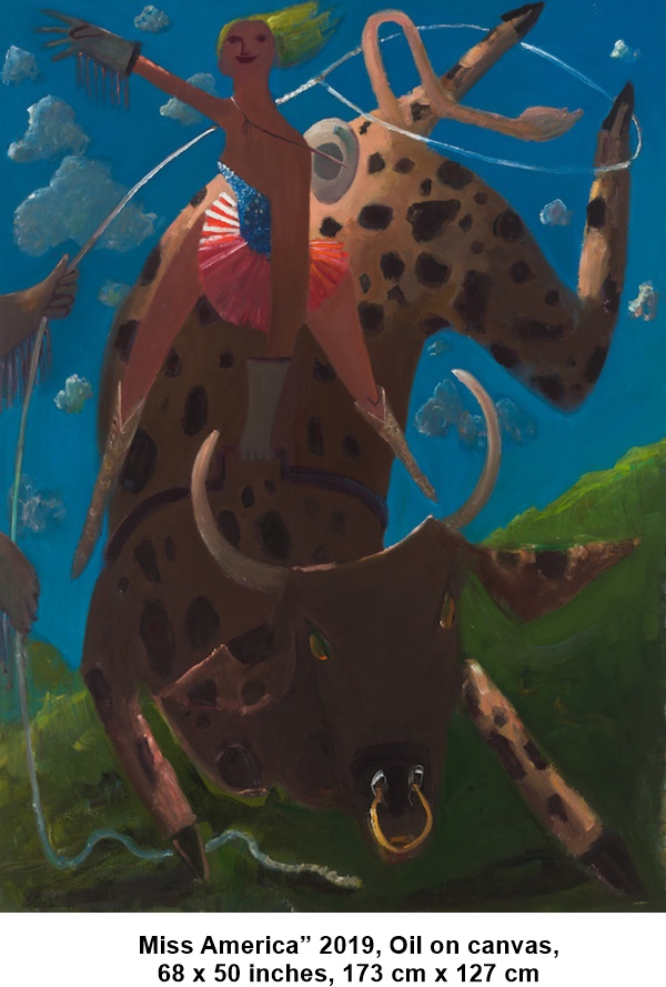 Kyle Staver, Miss America” 2019, Oil on canvas, 68 x 50 inches, 173 cm x 127 cm