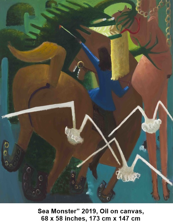 Kyle Staver, Sea Monster” 2019, Oil on canvas, 68 x 58 inches, 173 cm x 147 cm