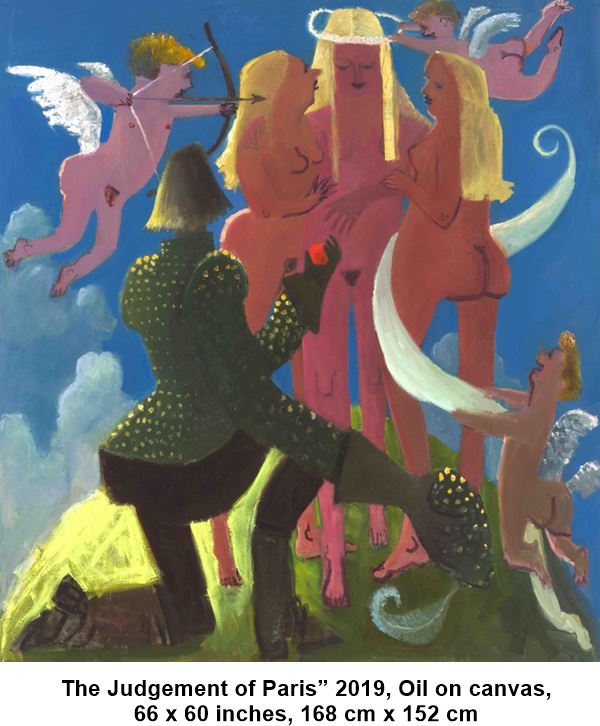 Kyle Staver, The Judgement of Paris” 2019, Oil on canvas, 66 x 60 inches, 168 cm x 152 cm